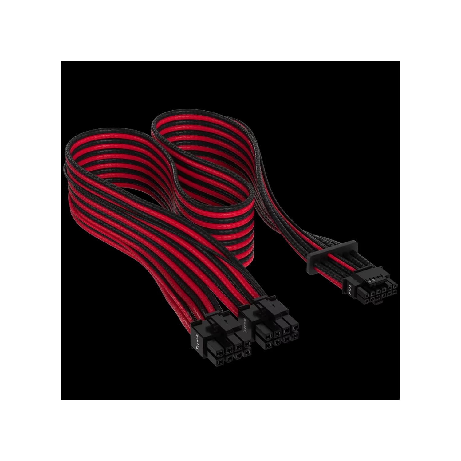 Cable con fundas individuales PCIe Gen 5 12V-2x6 de 600 W y 12 4 patillas con funda individual, Type 4, ROJO/NEGRO
